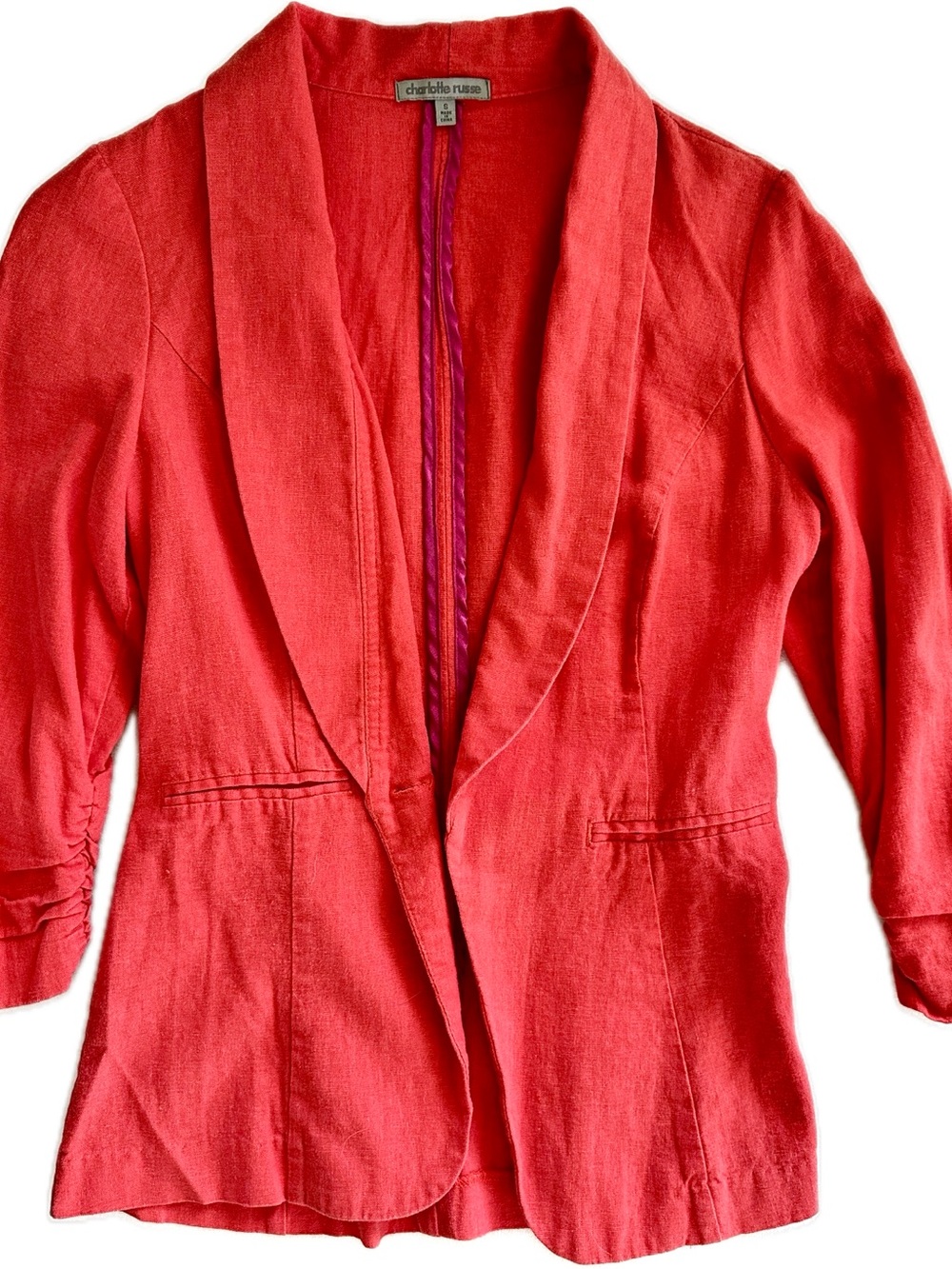 Charlotte Russe Bright Coral Open-Front Blazer